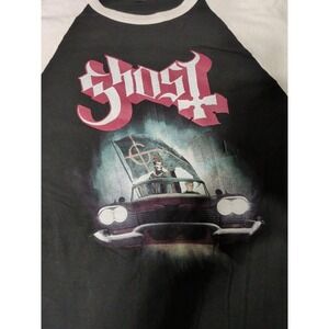 Ghost Mens L Black Cream Papa Emeritus Graphic 3/4 Sleeve Raglan Band T Shirt